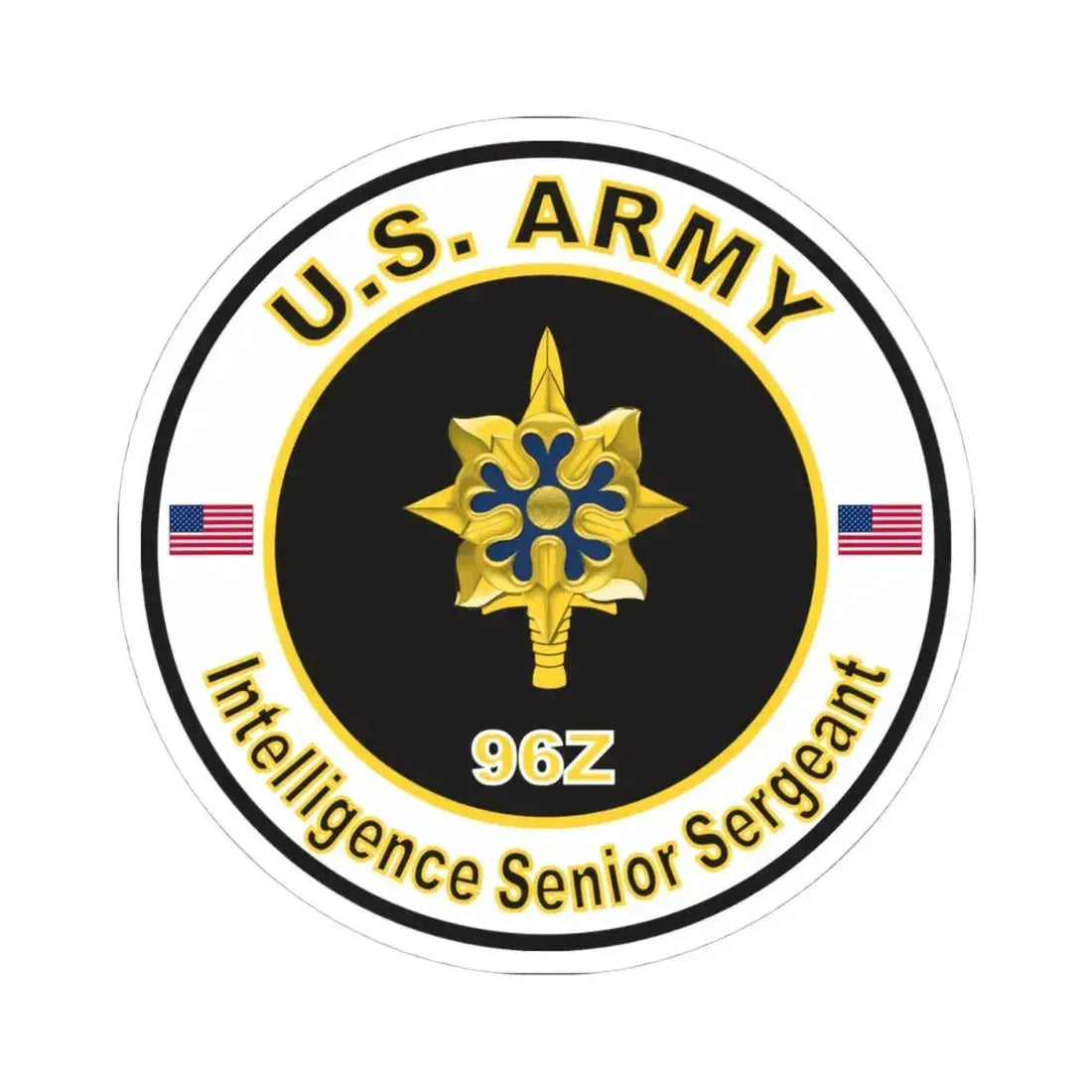 MOS 96Z Intelligence Senior Sergeant (U.S. Army) STICKER Vinyl Kiss-Cut Decal 4 Inch White - The Sticker Space