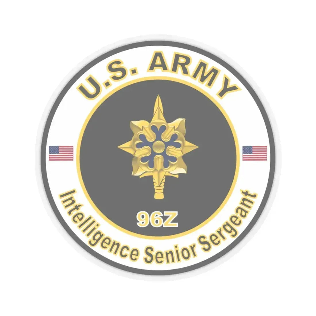 MOS 96Z Intelligence Senior Sergeant (U.S. Army) STICKER Vinyl Kiss-Cut Decal 6 Inch Transparent - The Sticker Space