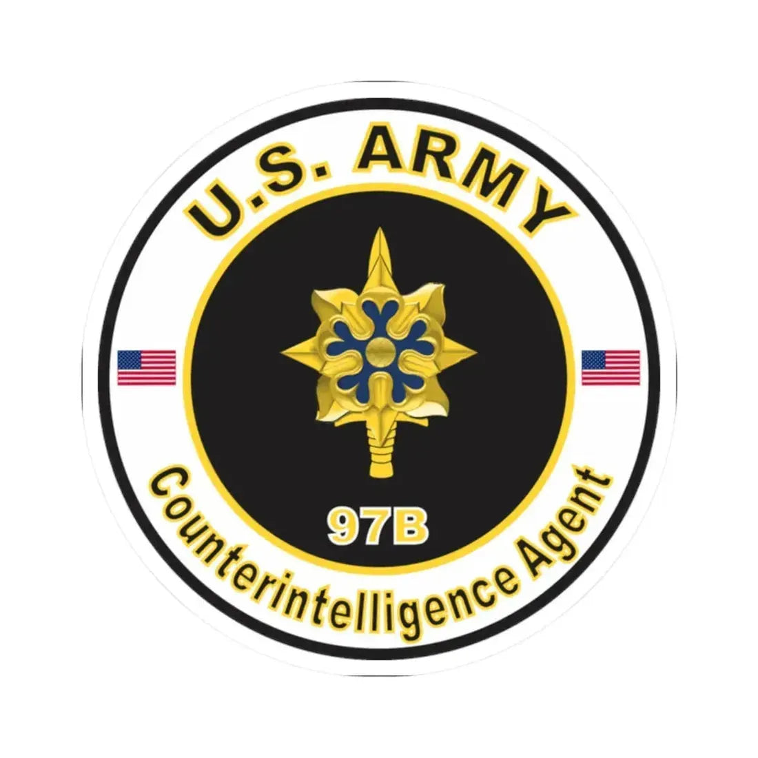 MOS 97B Counterintelligence Agent (U.S. Army) STICKER Vinyl Kiss-Cut Decal 2 Inch White - The Sticker Space