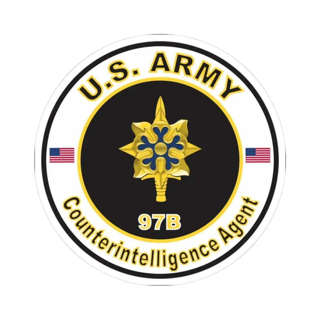 MOS 97B Counterintelligence Agent (U.S. Army) STICKER Vinyl Kiss-Cut Decal 3 Inch White - The Sticker Space
