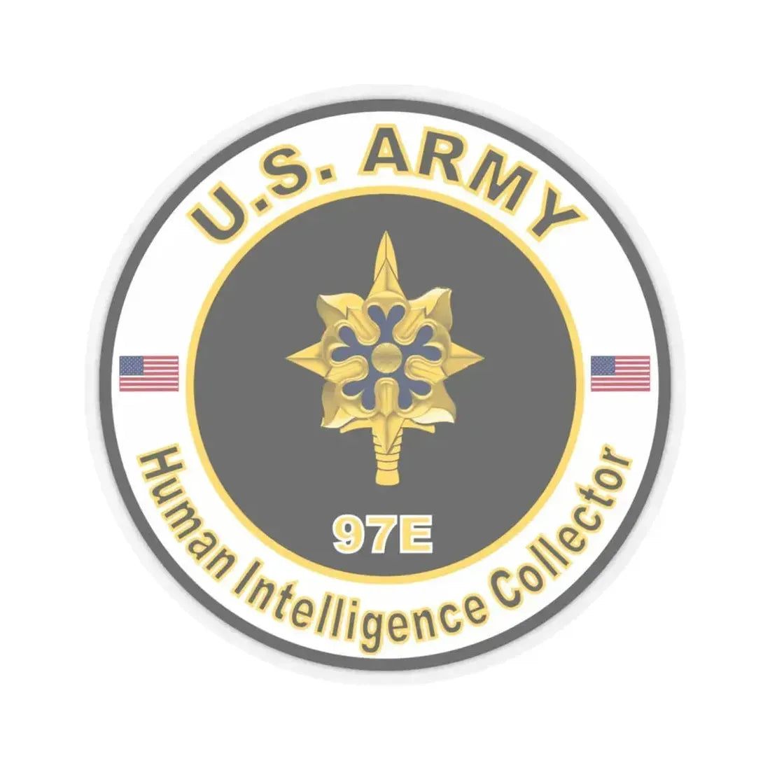 MOS 97E Human Intelligence Collector (U.S. Army) STICKER Vinyl Kiss-Cut Decal 6 Inch Transparent - The Sticker Space