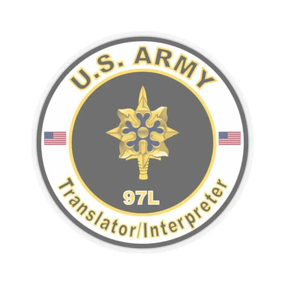 MOS 97L Translator Interpreter (U.S. Army) STICKER Vinyl Kiss-Cut Decal 2 Inch Transparent - The Sticker Space