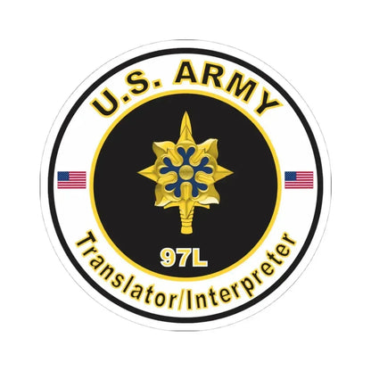 MOS 97L Translator Interpreter (U.S. Army) STICKER Vinyl Kiss-Cut Decal 4 Inch White - The Sticker Space