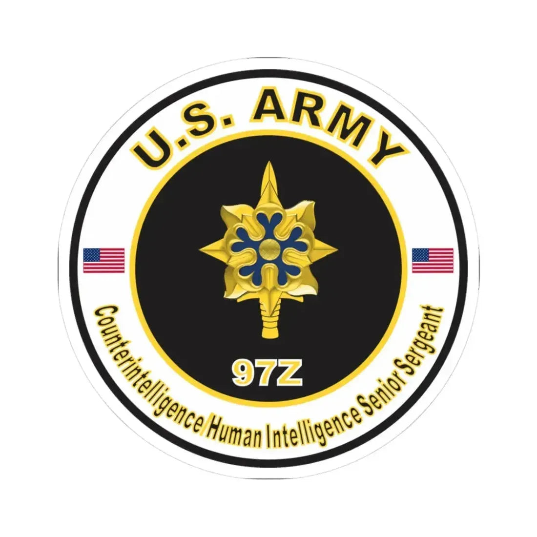 MOS 97Z Counterintelligence Human Intelligence Senior Sergeant (U.S. Army) STICKER Vinyl Kiss-Cut Decal 3 Inch White - The Sticker Space