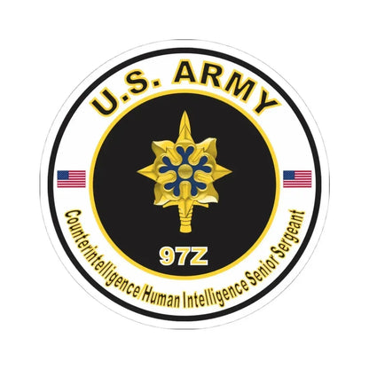 MOS 97Z Counterintelligence Human Intelligence Senior Sergeant (U.S. Army) STICKER Vinyl Kiss-Cut Decal 4 Inch White - The Sticker Space