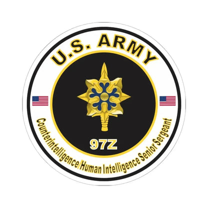 MOS 97Z Counterintelligence Human Intelligence Senior Sergeant (U.S. Army) STICKER Vinyl Kiss-Cut Decal 6 Inch White - The Sticker Space