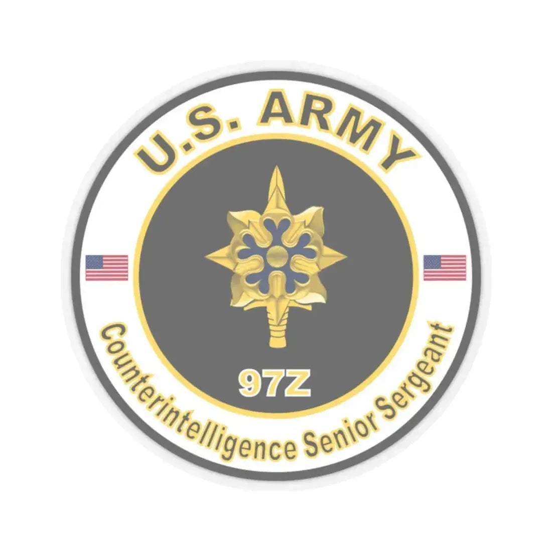 MOS 97Z Intelligence Senior Sergeant (U.S. Army) STICKER Vinyl Kiss-Cut Decal 2 Inch Transparent - The Sticker Space