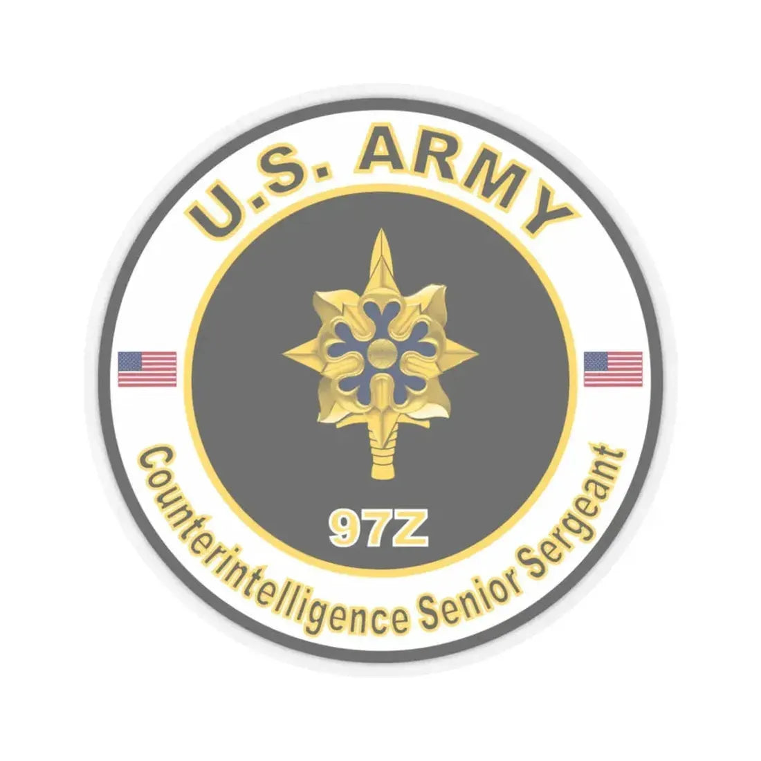 MOS 97Z Intelligence Senior Sergeant (U.S. Army) STICKER Vinyl Kiss-Cut Decal 3 Inch Transparent - The Sticker Space
