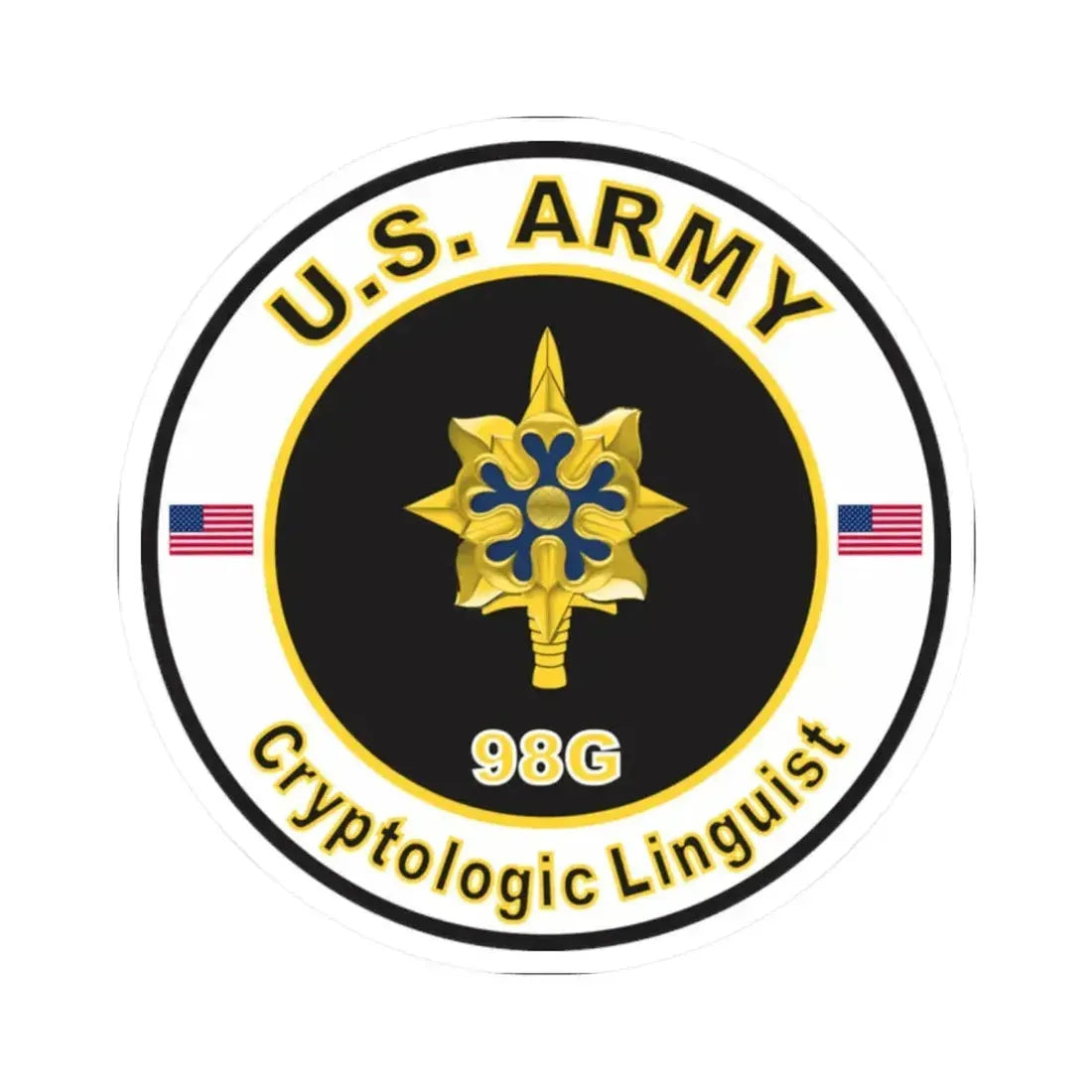 MOS 98G Cryptologic Linguist (U.S. Army) STICKER Vinyl Kiss-Cut Decal 2 Inch White - The Sticker Space