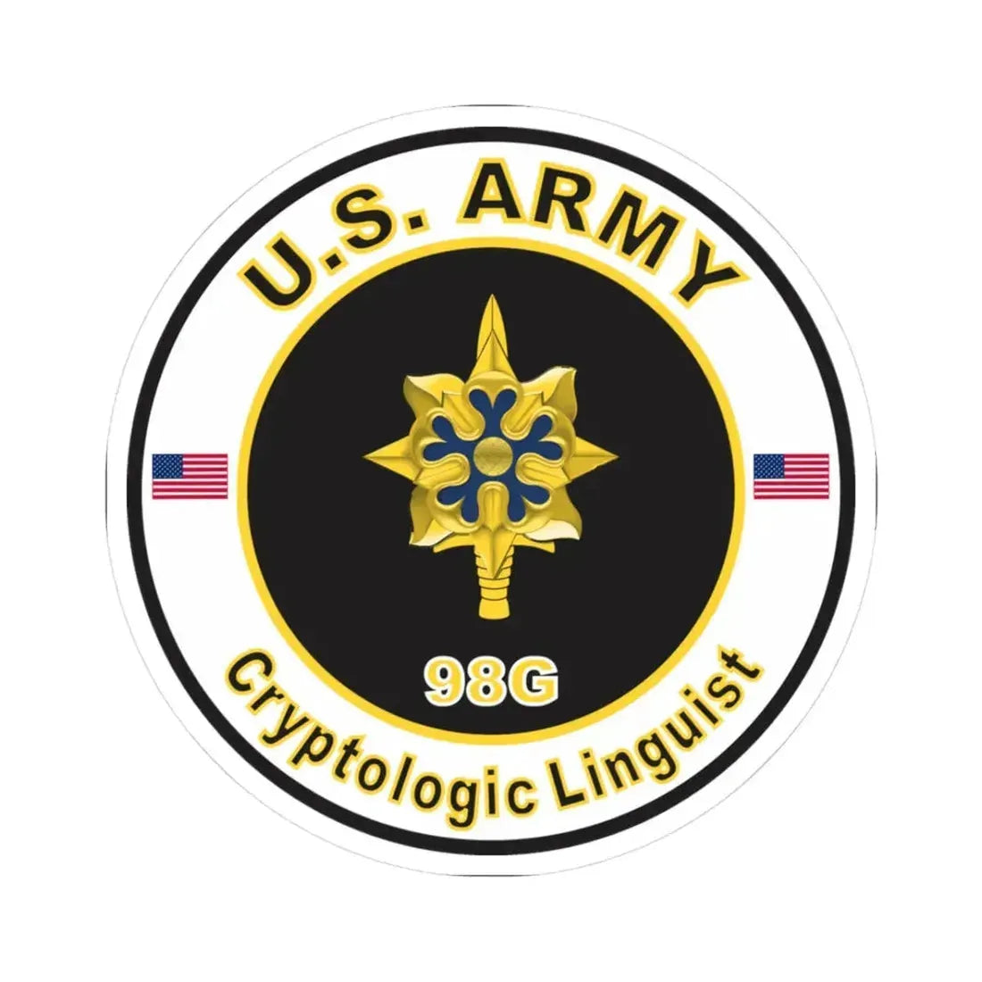 MOS 98G Cryptologic Linguist (U.S. Army) STICKER Vinyl Kiss-Cut Decal 3 Inch White - The Sticker Space
