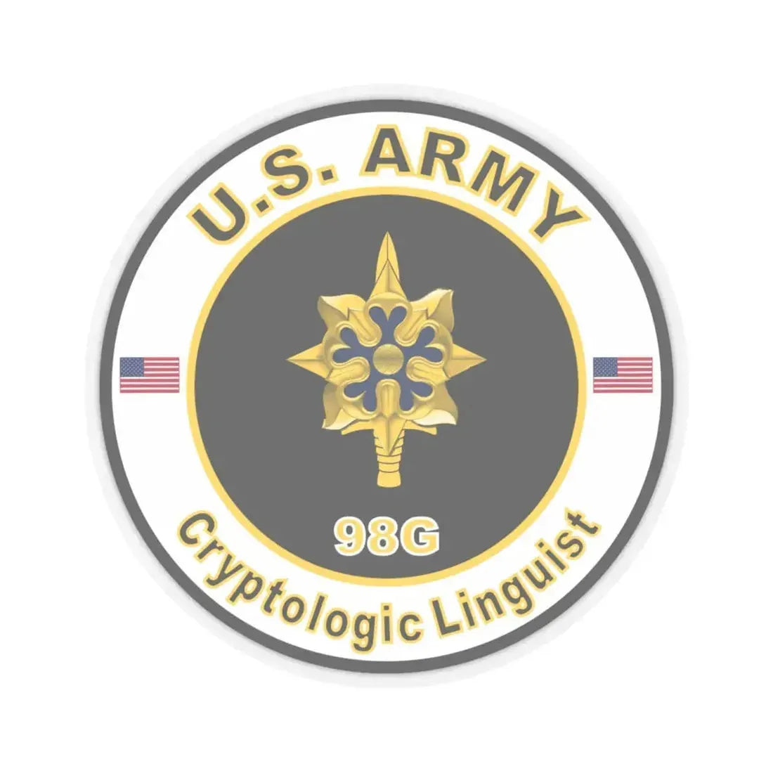 MOS 98G Cryptologic Linguist (U.S. Army) STICKER Vinyl Kiss-Cut Decal 4 Inch Transparent - The Sticker Space