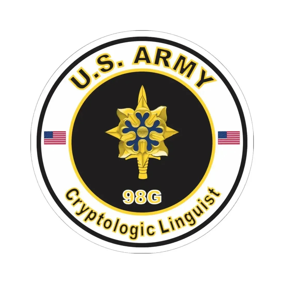 MOS 98G Cryptologic Linguist (U.S. Army) STICKER Vinyl Kiss-Cut Decal 6 Inch White - The Sticker Space