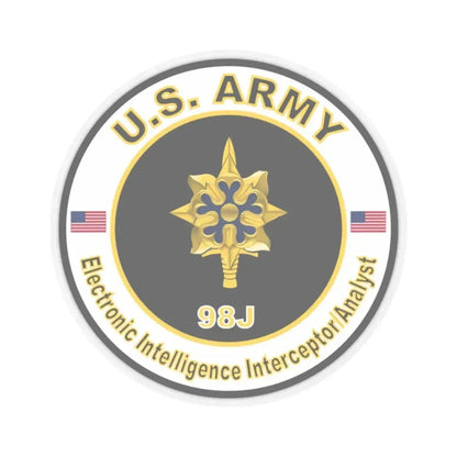 MOS 98J Electronic Intelligence Interceptor Analyst (U.S. Army) STICKER Vinyl Kiss-Cut Decal 2 Inch Transparent - The Sticker Space