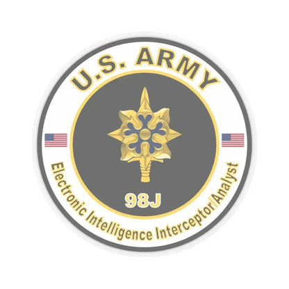 MOS 98J Electronic Intelligence Interceptor Analyst (U.S. Army) STICKER Vinyl Kiss-Cut Decal 3 Inch Transparent - The Sticker Space