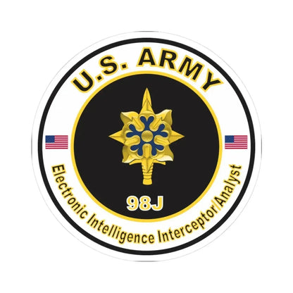 MOS 98J Electronic Intelligence Interceptor Analyst (U.S. Army) STICKER Vinyl Kiss-Cut Decal 3 Inch White - The Sticker Space