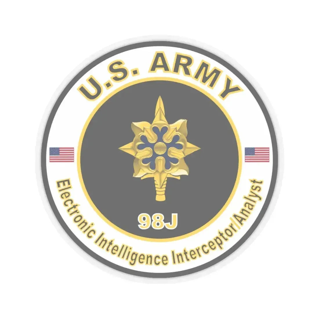 MOS 98J Electronic Intelligence Interceptor Analyst (U.S. Army) STICKER Vinyl Kiss-Cut Decal 6 Inch Transparent - The Sticker Space