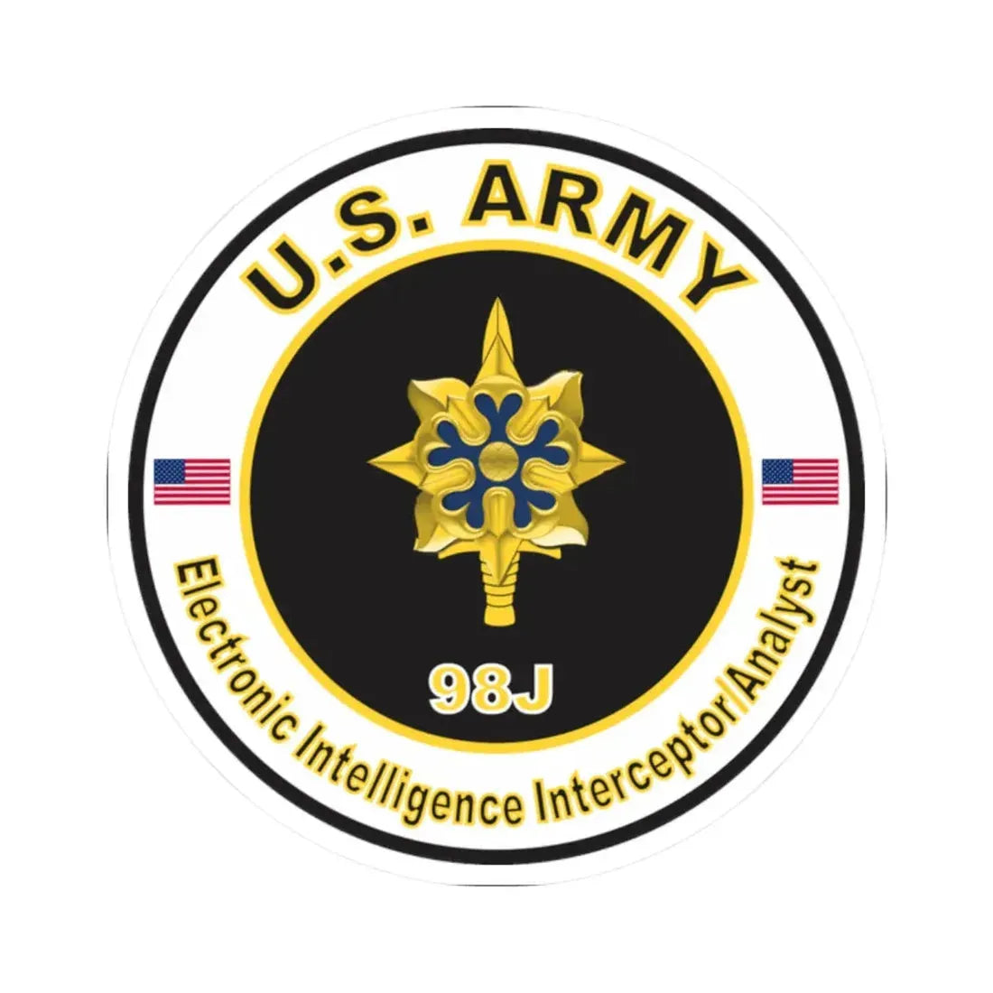 MOS 98J Electronic Intelligence Interceptor Analyst (U.S. Army) STICKER Vinyl Kiss-Cut Decal - The Sticker Space