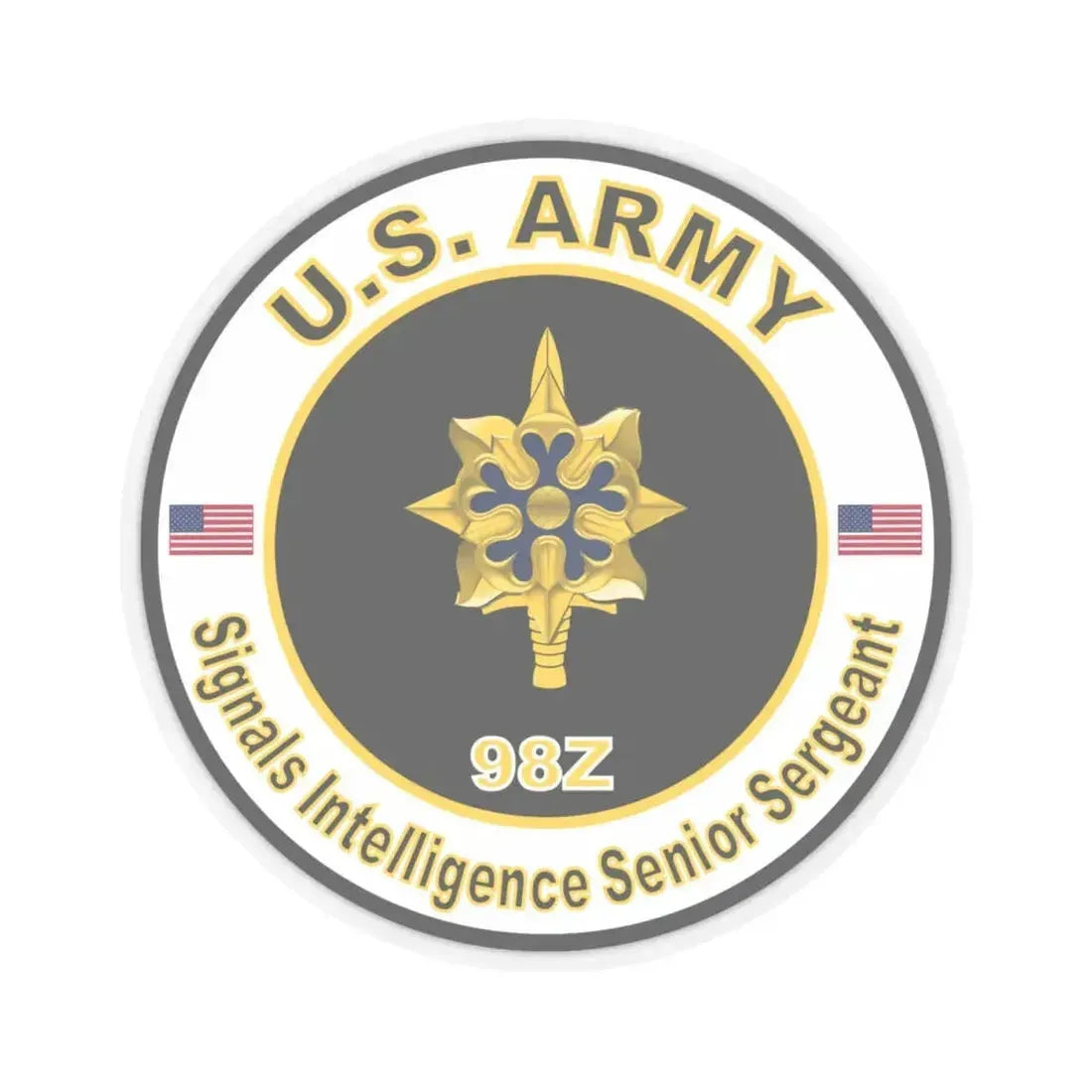 MOS 98Z Signals Intelligence Senior Sergeant (U.S. Army) STICKER Vinyl Kiss-Cut Decal 4 Inch Transparent - The Sticker Space