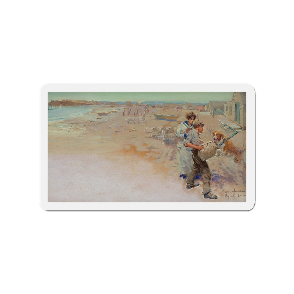 Moss Houses Peggoty Beach, American Magazine story illustration, 1914 (Magazine Illustration) Refrigerator Magnet-3" x 3"-The Sticker Space