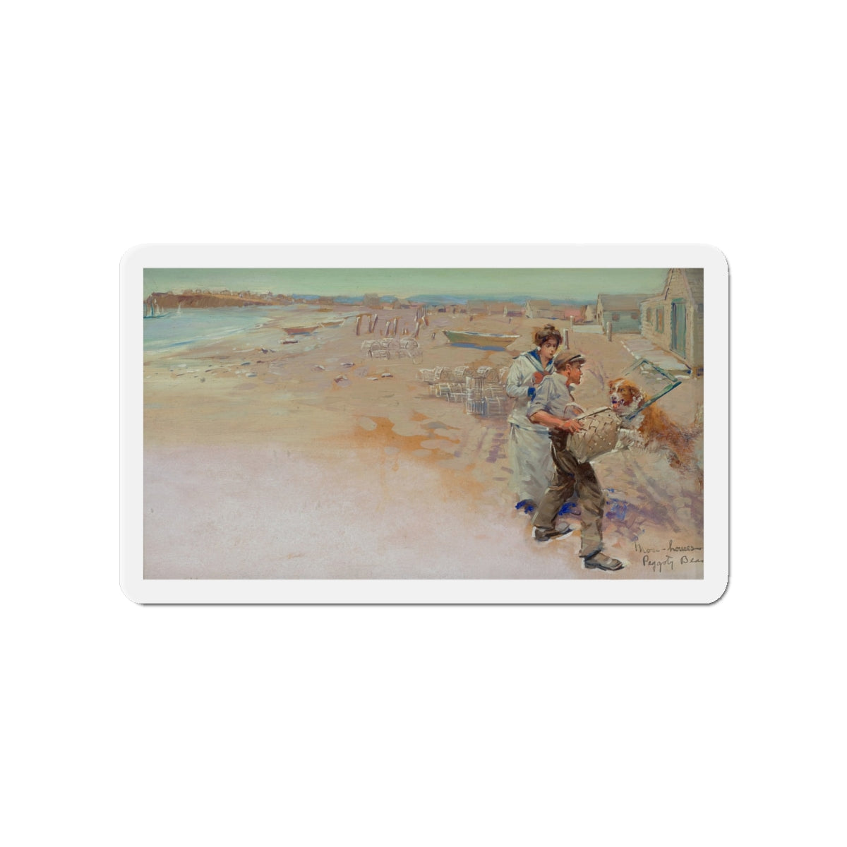 Moss Houses Peggoty Beach, American Magazine story illustration, 1914 (Magazine Illustration) Refrigerator Magnet-4" x 4"-The Sticker Space