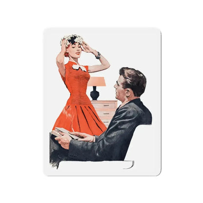 Most Surprising by Margaret and Leslie Gordon Barnard, Woman's Day, 1958 (Magazine Illustration) Refrigerator Magnet 3 Inch - The Sticker Space