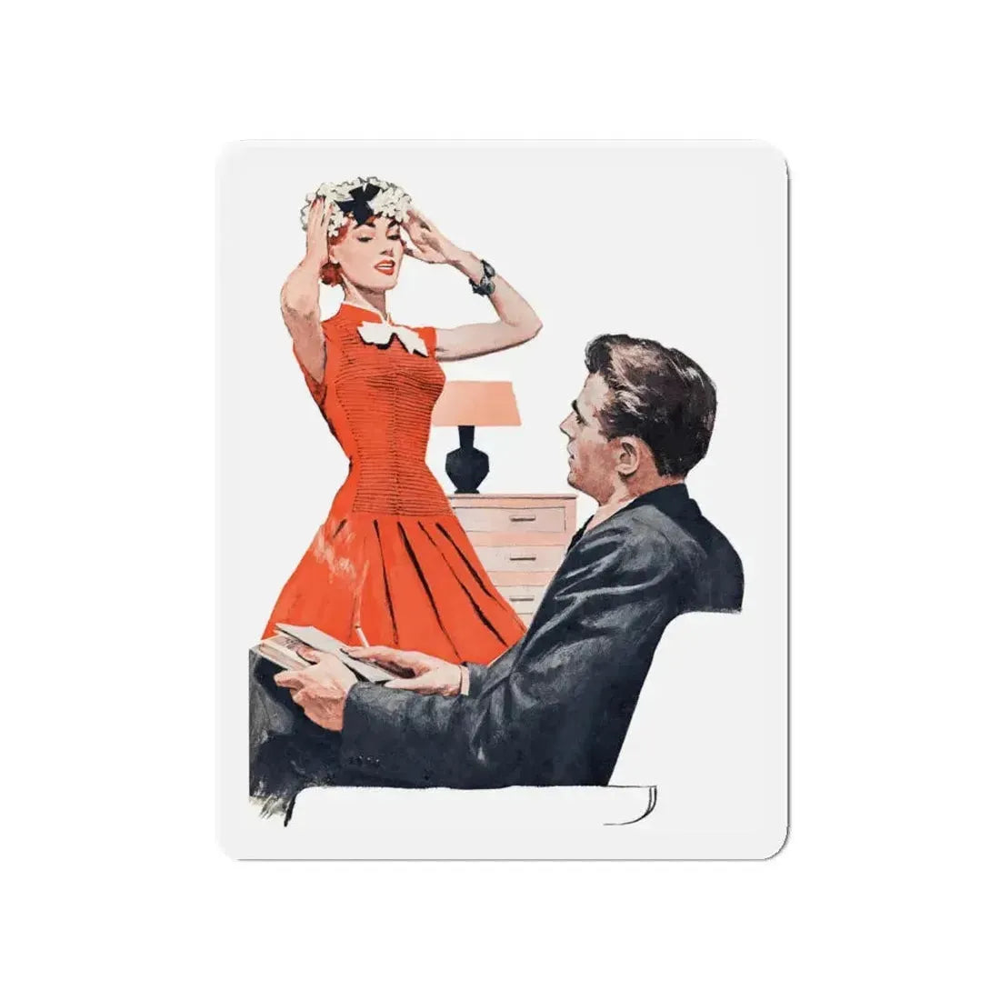 Most Surprising by Margaret and Leslie Gordon Barnard, Woman's Day, 1958 (Magazine Illustration) Refrigerator Magnet 4 Inch - The Sticker Space