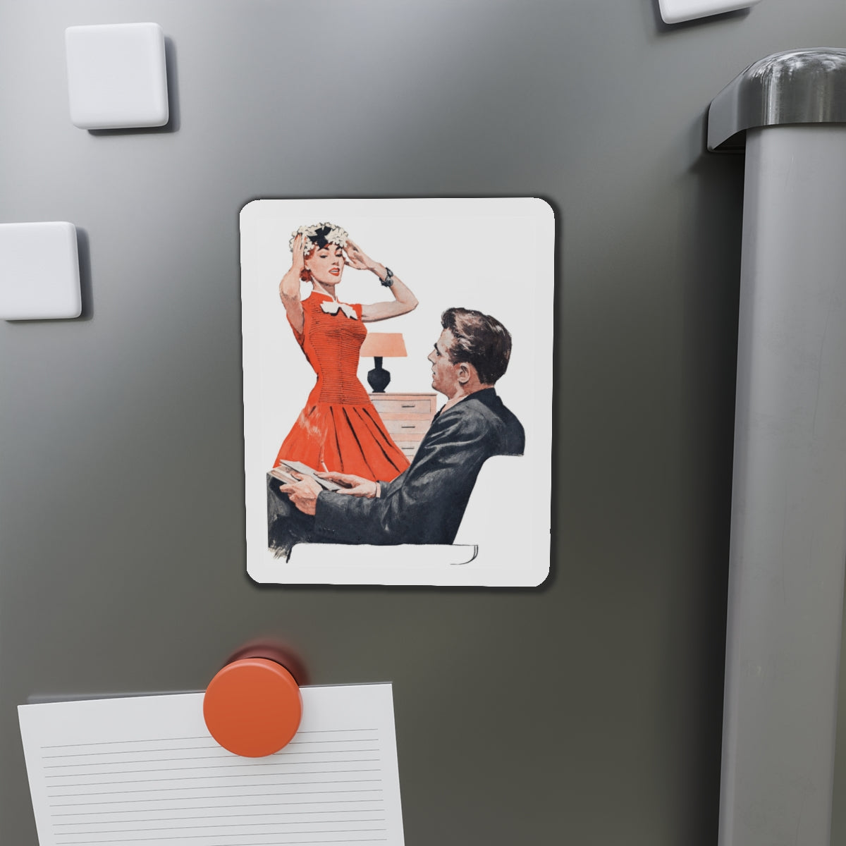 Most Surprising by Margaret and Leslie Gordon Barnard, Woman's Day, 1958 (Magazine Illustration) Refrigerator Magnet-The Sticker Space