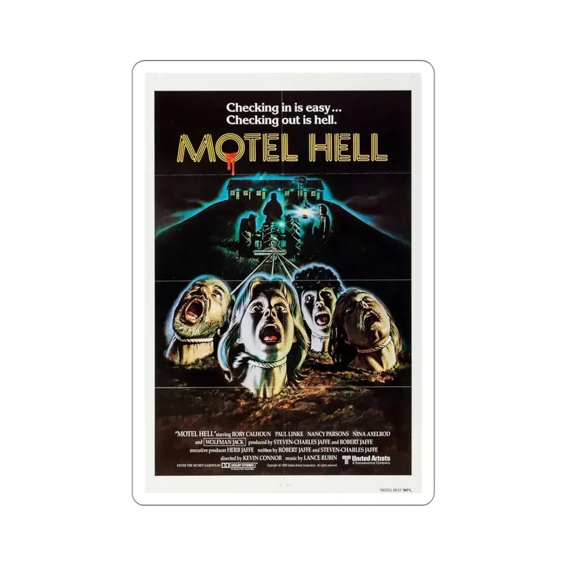 Motel Hell 1980 Movie Poster STICKER Vinyl Die-Cut Decal 4 Inch - The Sticker Space