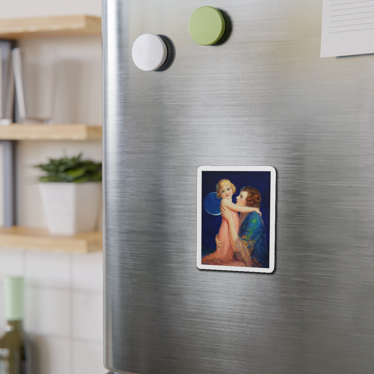 Mother and Child (1) (Magazine Illustration) Refrigerator Magnet-The Sticker Space