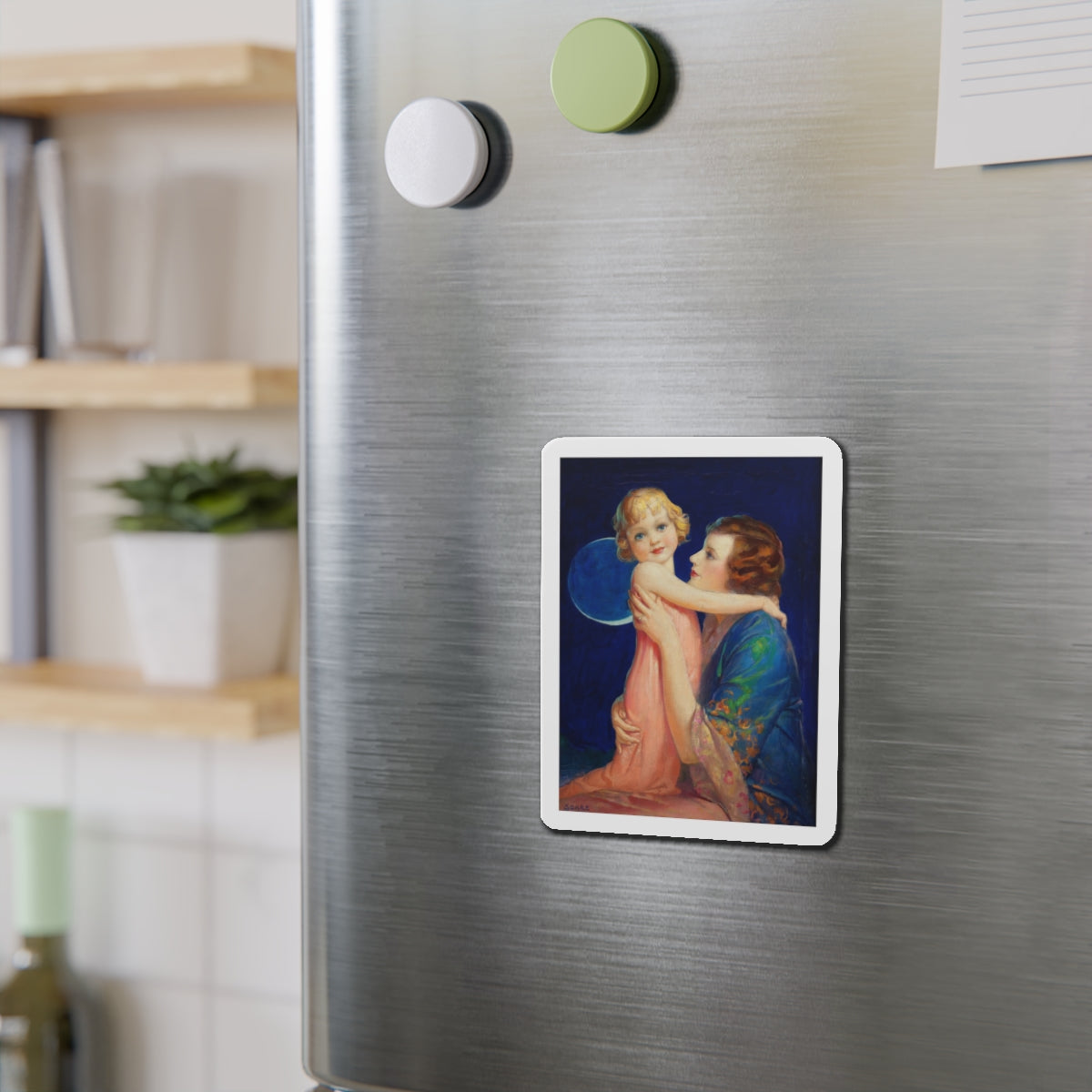 Mother and Child (1) (Magazine Illustration) Refrigerator Magnet-The Sticker Space