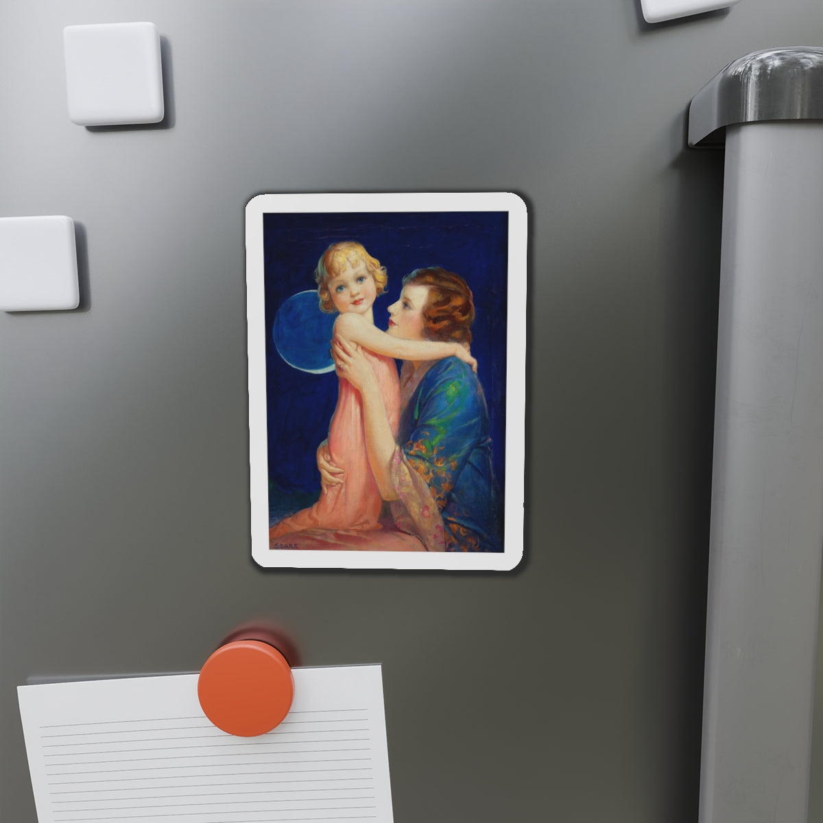 Mother and Child (1) (Magazine Illustration) Refrigerator Magnet-The Sticker Space