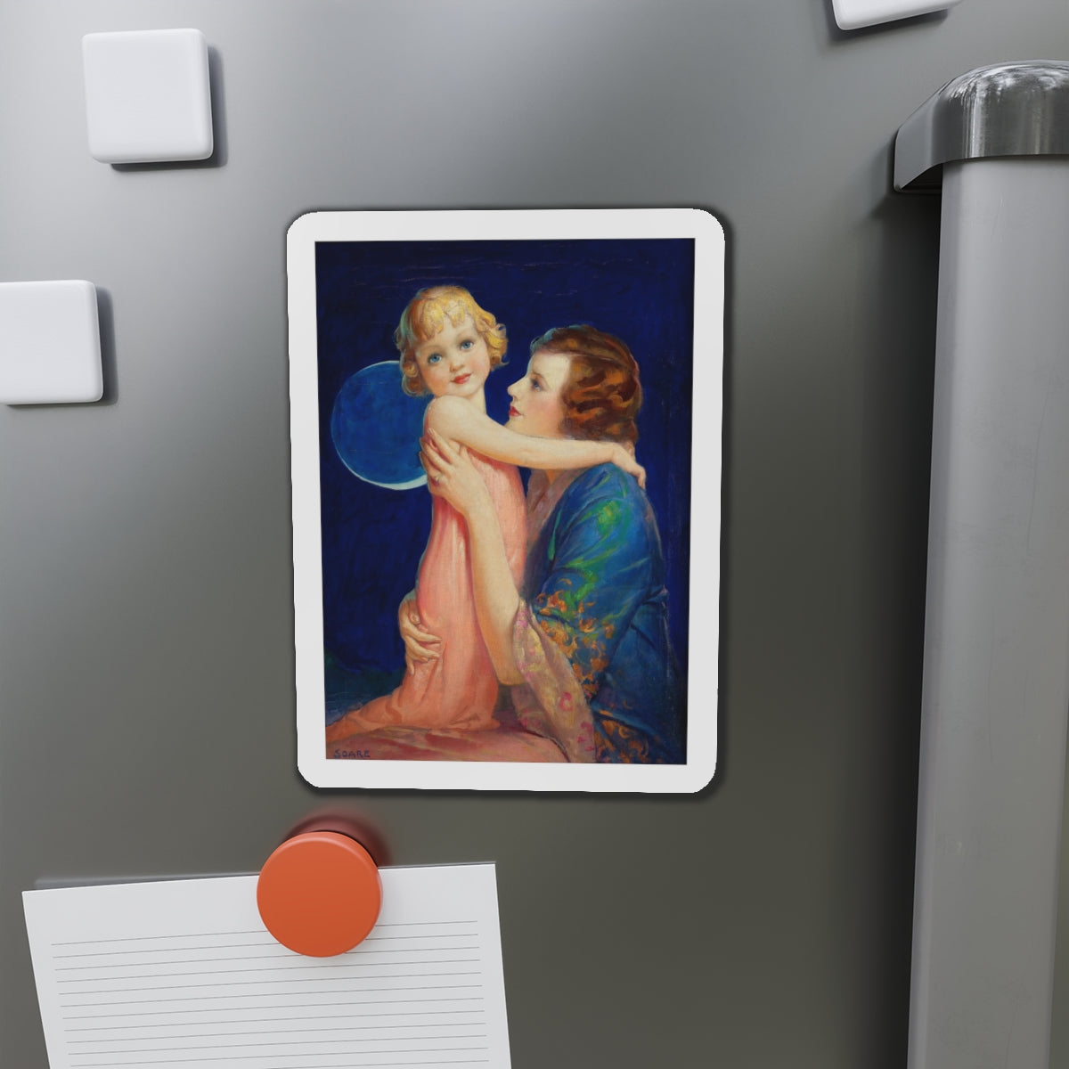 Mother and Child (1) (Magazine Illustration) Refrigerator Magnet-The Sticker Space