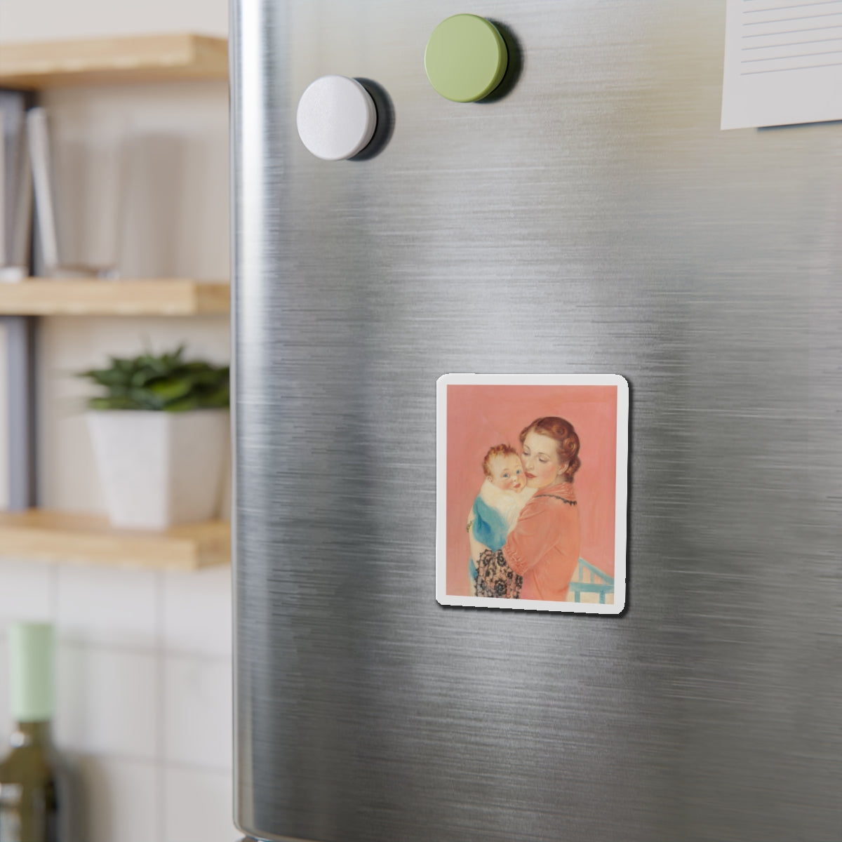 Mother and Child (2) (Magazine Illustration) Refrigerator Magnet-The Sticker Space