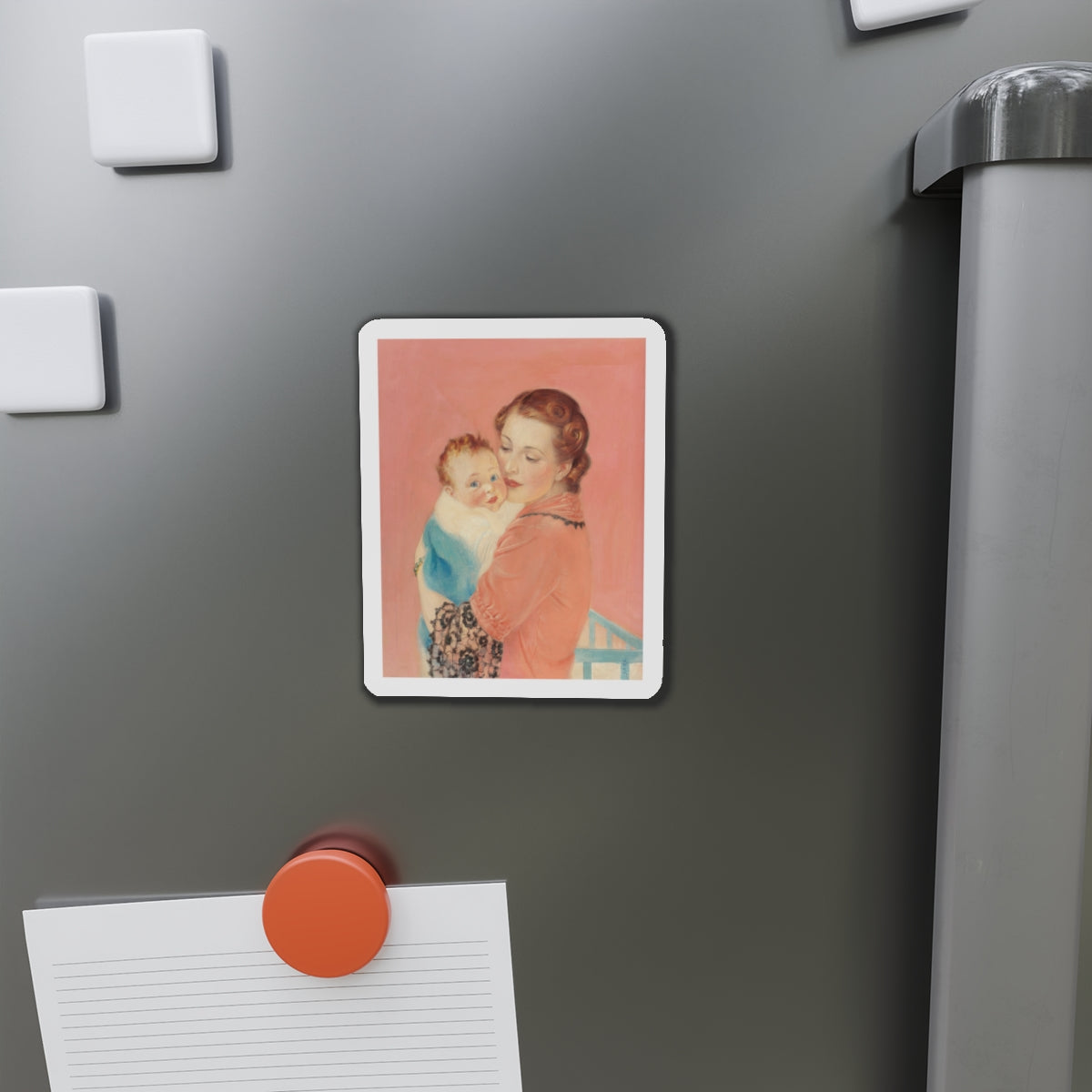 Mother and Child (2) (Magazine Illustration) Refrigerator Magnet-The Sticker Space