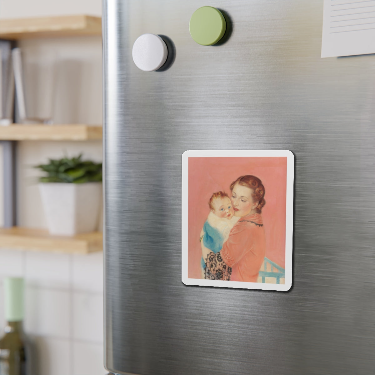 Mother and Child (2) (Magazine Illustration) Refrigerator Magnet-The Sticker Space