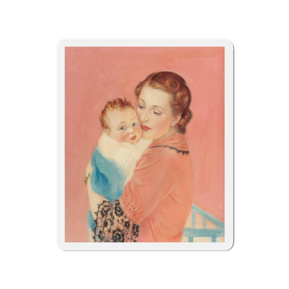 Mother and Child (2) (Magazine Illustration) Refrigerator Magnet-2" x 2"-The Sticker Space