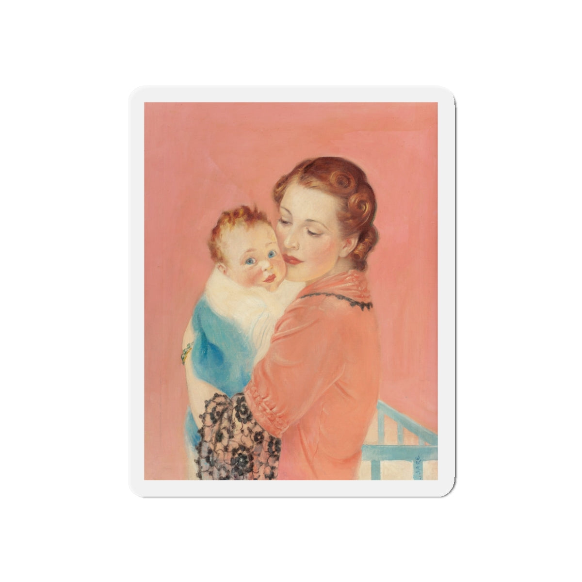 Mother and Child (2) (Magazine Illustration) Refrigerator Magnet-5" x 5"-The Sticker Space