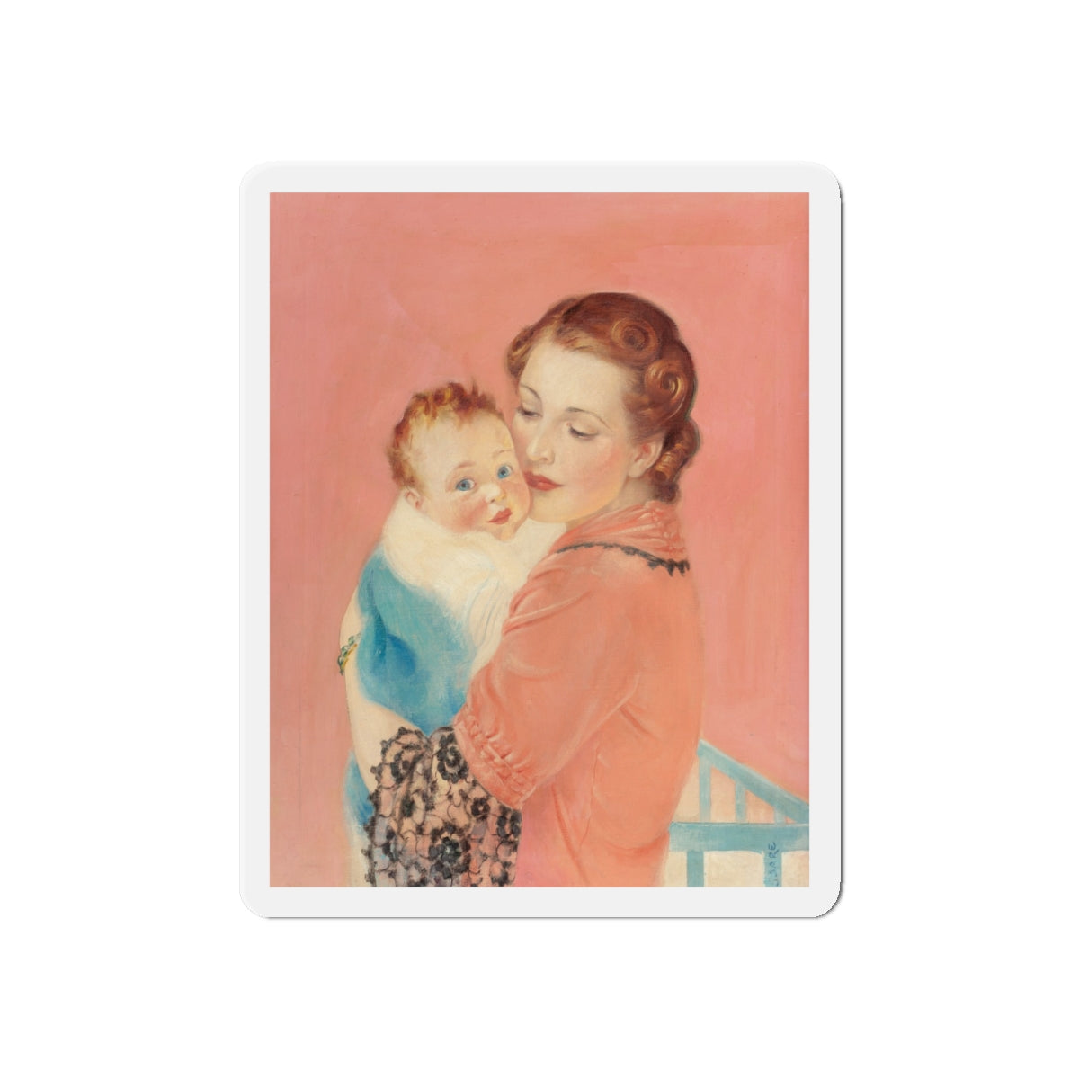 Mother and Child (2) (Magazine Illustration) Refrigerator Magnet-6 × 6"-The Sticker Space