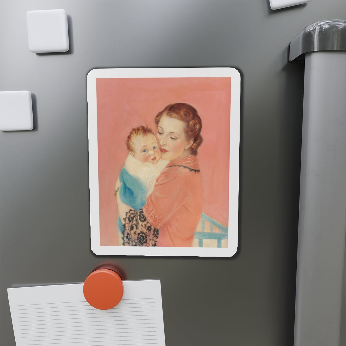 Mother and Child (2) (Magazine Illustration) Refrigerator Magnet-The Sticker Space