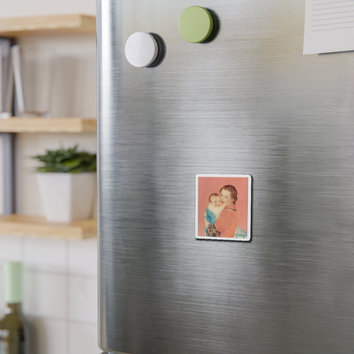 Mother and Child (2) (Magazine Illustration) Refrigerator Magnet-The Sticker Space