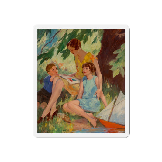 Mother and Children Under a Tree (Magazine Illustration) Refrigerator Magnet-6 × 6"-The Sticker Space