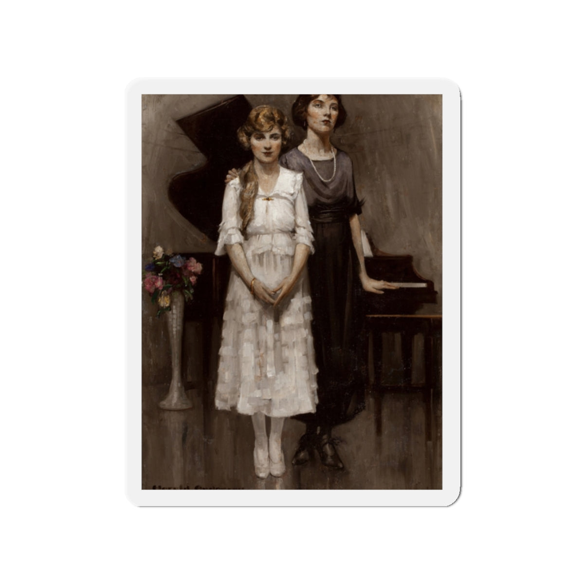 Mother and Daughter (Magazine Illustration) Refrigerator Magnet-2" x 2"-The Sticker Space