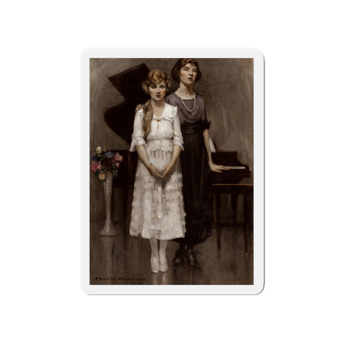 Mother and Daughter (Magazine Illustration) Refrigerator Magnet-4" x 4"-The Sticker Space