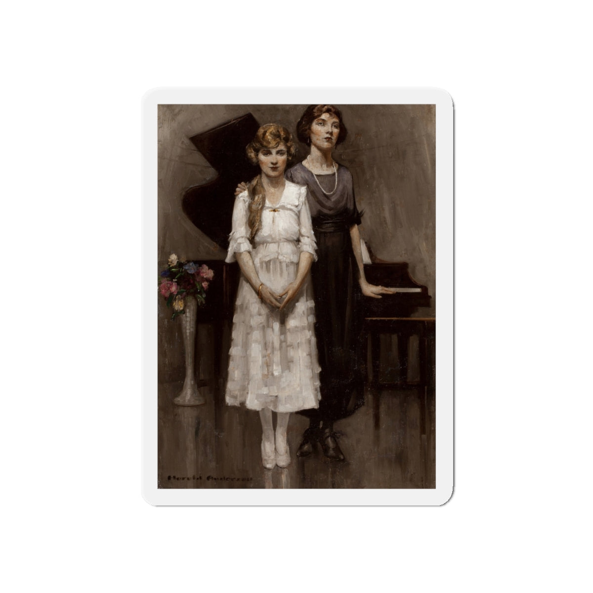 Mother and Daughter (Magazine Illustration) Refrigerator Magnet-5" x 5"-The Sticker Space