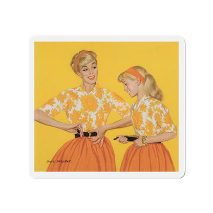 Mother and Daughter, Post Cereal Advertisement, 1958 (Magazine Illustration) Refrigerator Magnet-2" x 2"-The Sticker Space