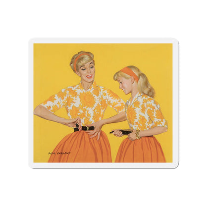 Mother and Daughter, Post Cereal Advertisement, 1958 (Magazine Illustration) Refrigerator Magnet-3" x 3"-The Sticker Space