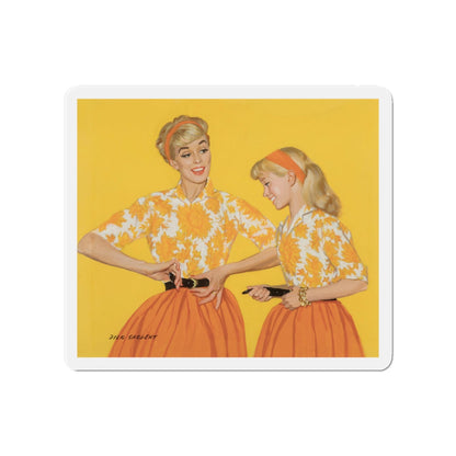 Mother and Daughter, Post Cereal Advertisement, 1958 (Magazine Illustration) Refrigerator Magnet-4" x 4"-The Sticker Space