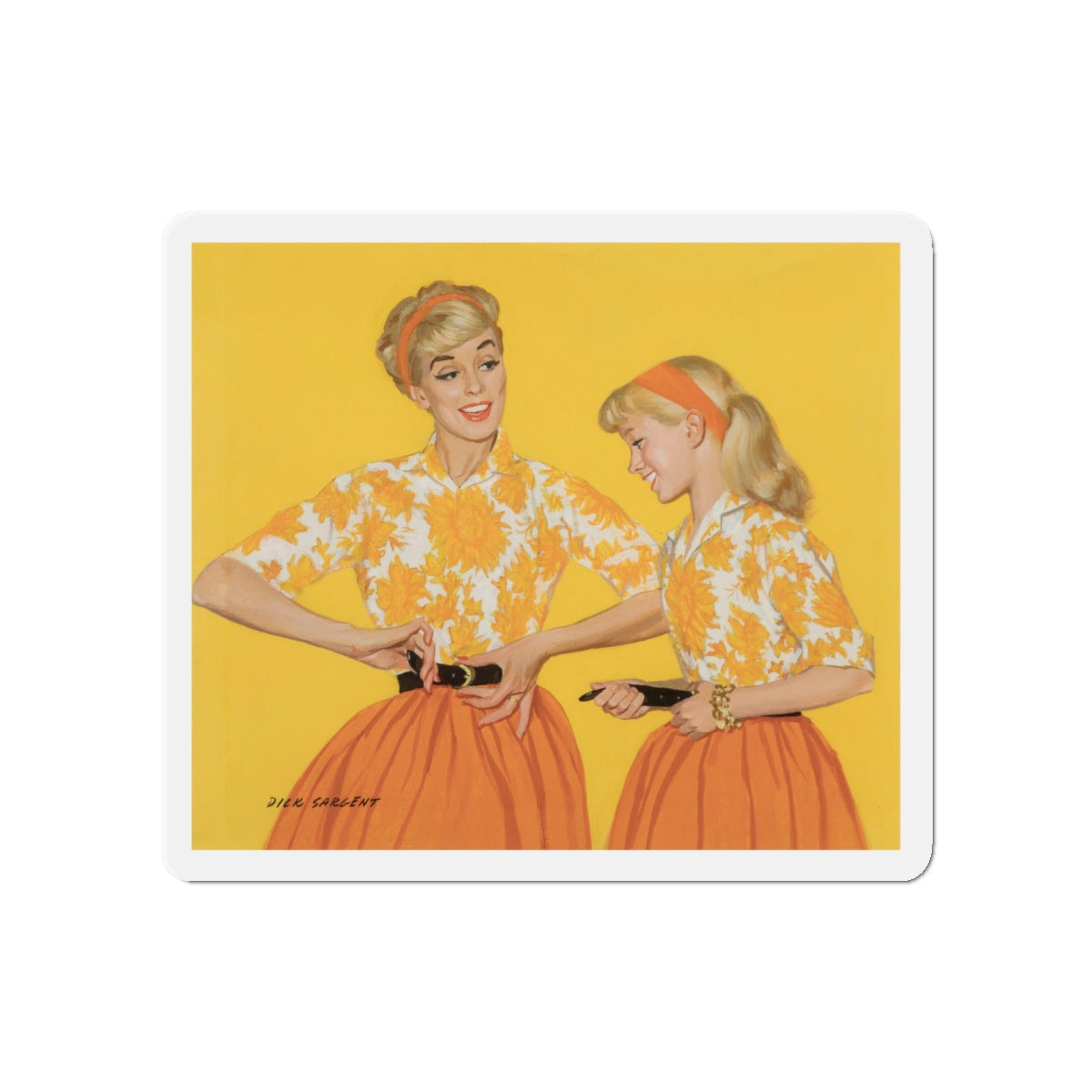 Mother and Daughter, Post Cereal Advertisement, 1958 (Magazine Illustration) Refrigerator Magnet-5" x 5"-The Sticker Space