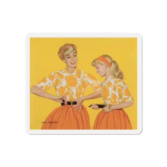 Mother and Daughter, Post Cereal Advertisement, 1958 (Magazine Illustration) Refrigerator Magnet 6 Inch - The Sticker Space