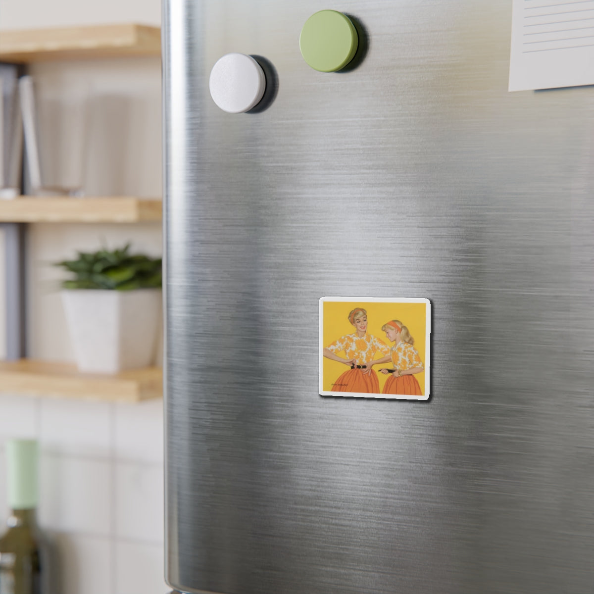 Mother and Daughter, Post Cereal Advertisement, 1958 (Magazine Illustration) Refrigerator Magnet-The Sticker Space